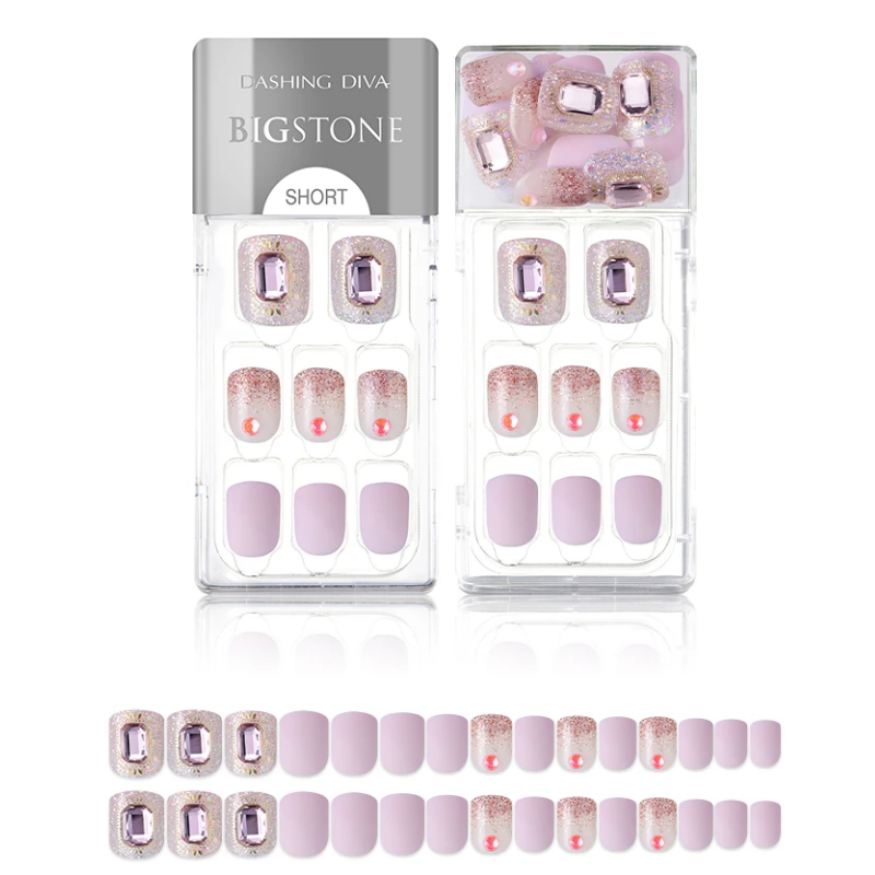 DASHING DIVA Magic Press Big Stone Short Mani Awesome Lila MDR616PS (SOFT SHINE)