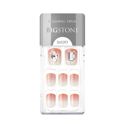 DASHING DIVA Magic Press Big Stone Short Mani Splendid Coral MDR615PS (SOFT SHINE)