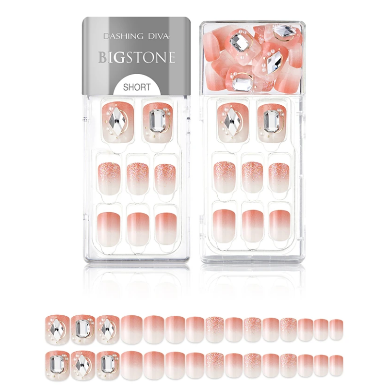 DASHING DIVA Magic Press Big Stone Short Mani Splendid Coral MDR615PS (SOFT SHINE)