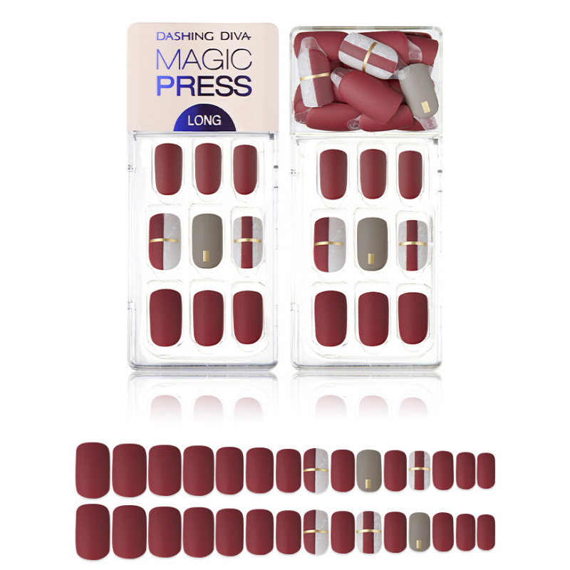 DASHING DIVA Magic Press Mani Long Red Suit MDR548SL (GLAM MOVE)