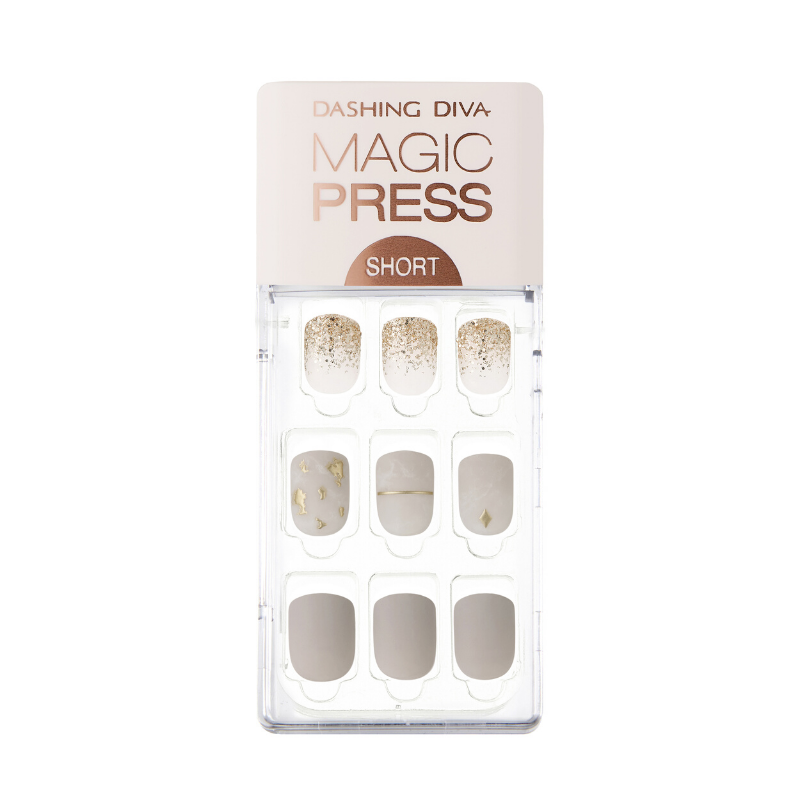 DASHING DIVA Magic Press Short Mani Posh Gold MDR536SS (GLAM MOVE)