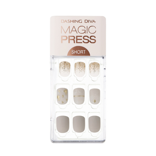 DASHING DIVA Magic Press Short Mani Posh Gold MDR536SS (GLAM MOVE)