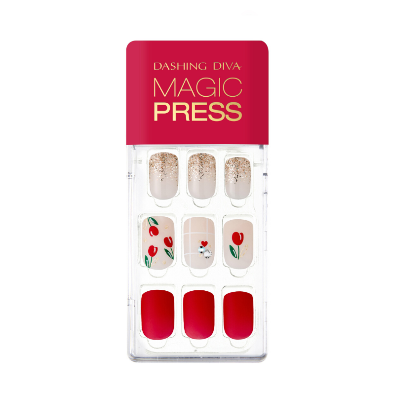 DASHING DIVA Magic Press Mani Delight Red MDR605 (SOFT SHINE)