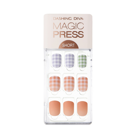 DASHING DIVA Magic Press Short Mani Pretty Gingham MDR594SS (SOFT SHINE)