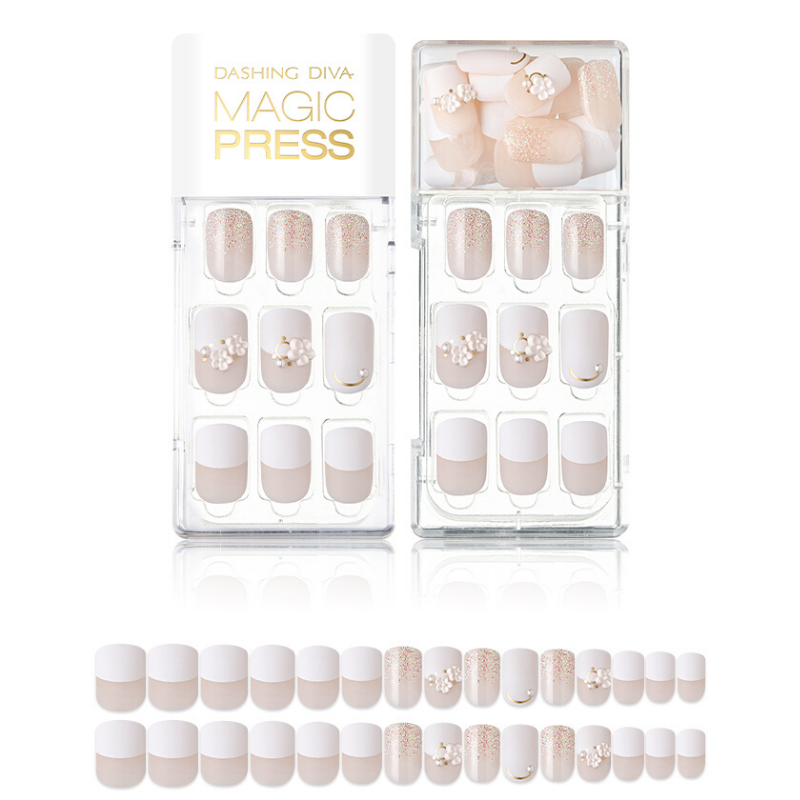 DASHING DIVA Magic Press Mani White Bouquet MDR600 (SOFT SHINE)