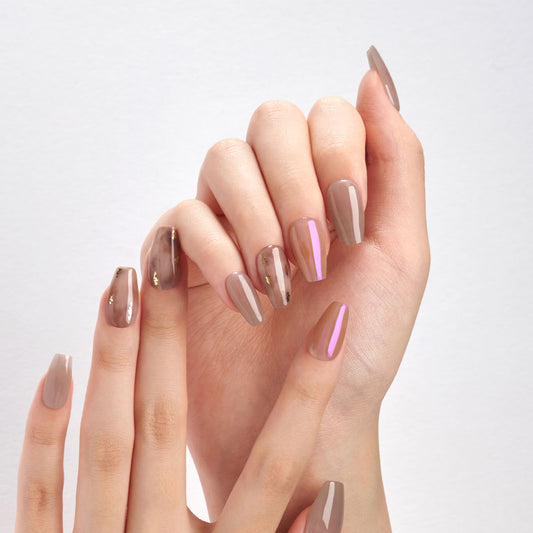 DASHING DIVA Magic Press Coffin Classy Beige Autumn Mani MDR1051CF