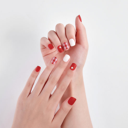 DASHING DIVA Magic Press Mani Brick Red Check MGL058SS