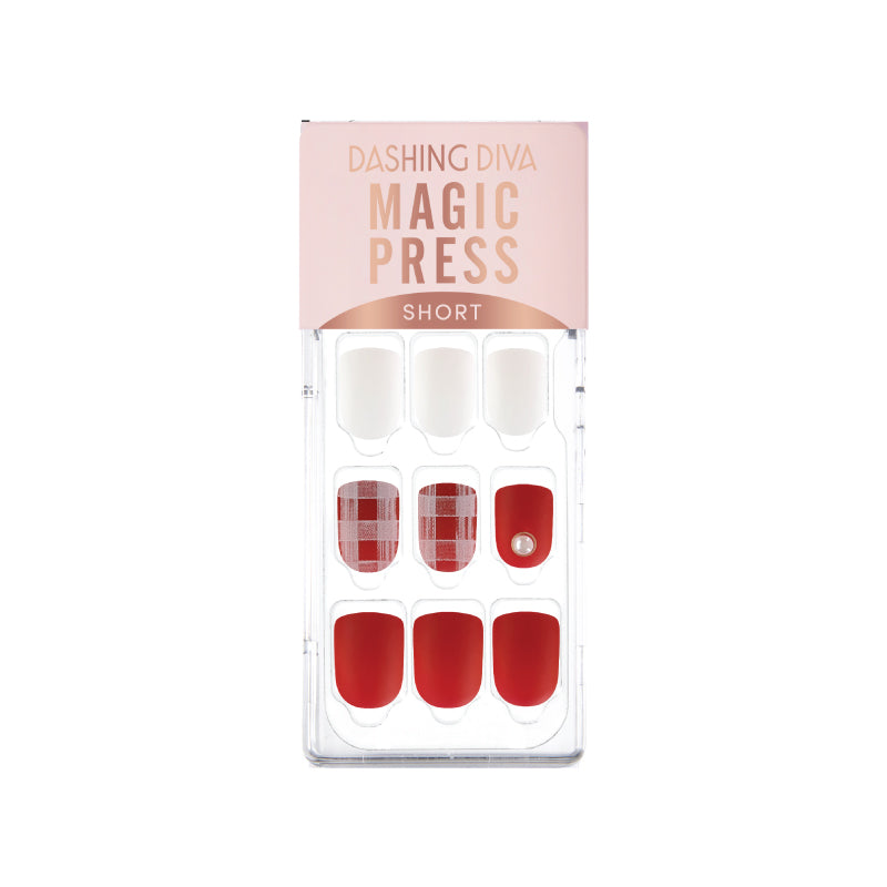 DASHING DIVA Magic Press Mani Brick Red Check MGL058SS