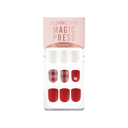 DASHING DIVA Magic Press Mani Brick Red Check MGL058SS