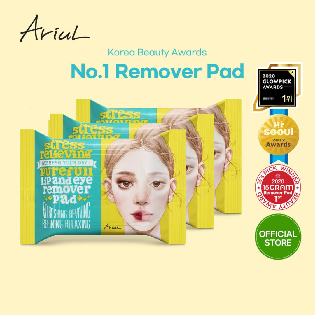 ARIUL Stress Relieving Purefull Lip and Eye Remover Pad - 10 pads/ 30 pads