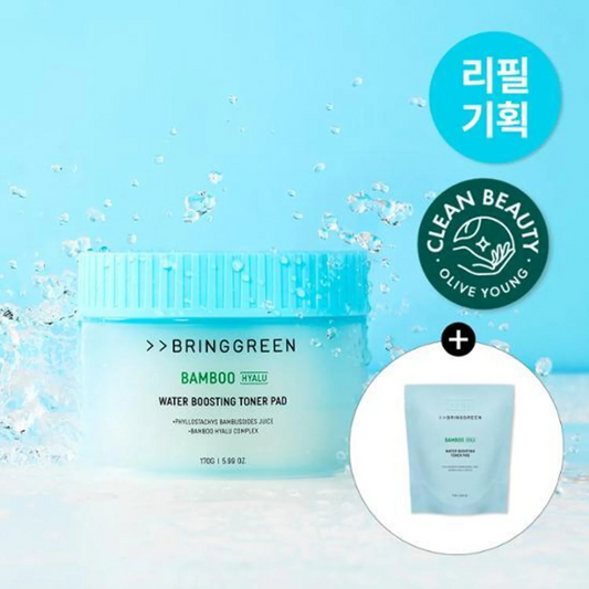 BRINGGREEN Bamboo Hyalu Hydrating Toner Pad 80Pcs (+80Pcs) Refill Set