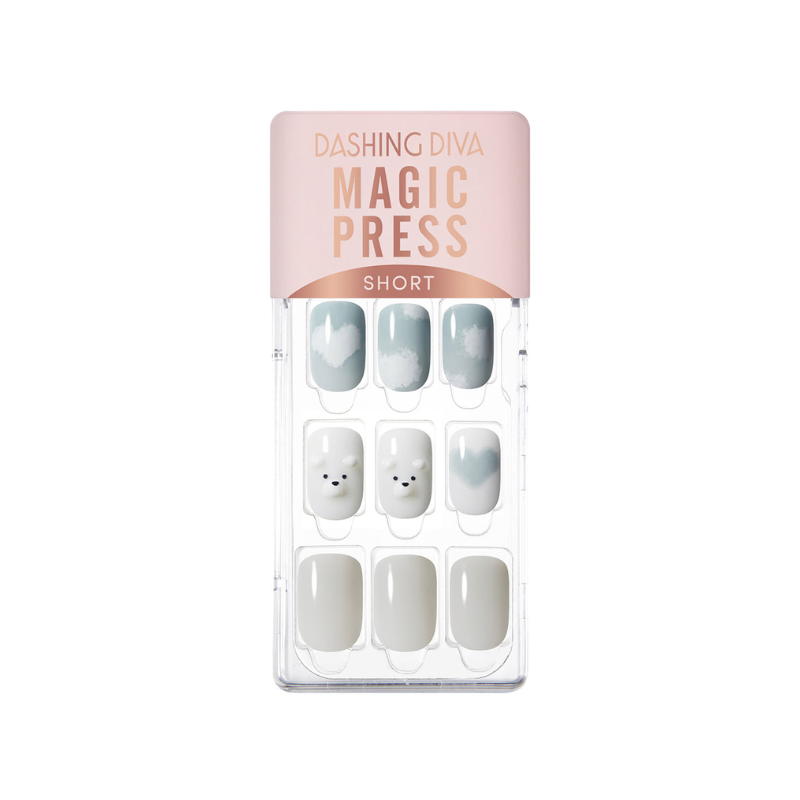 DASHING DIVA Magic Press Short Square Mani Cloudy Bear MDR3F008SS