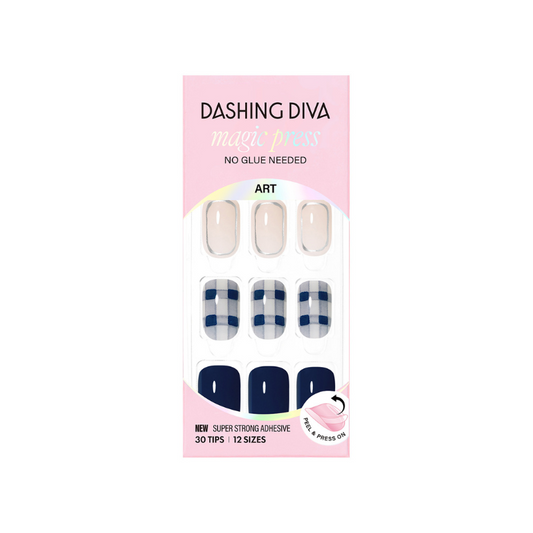 DASHING DIVA Magic Press Regular Round Mani Gingham Check MDR4F016RR