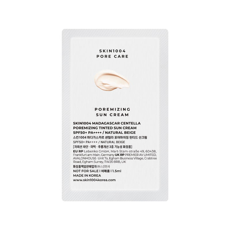 SKIN1004 Madagascar Centella Poremizing Tinted Sun Cream Sachet 1.5ml