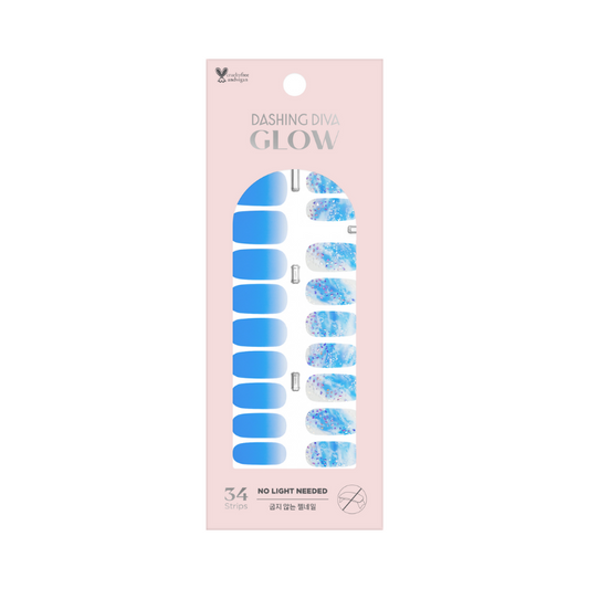 DASHING DIVA Glow Gel Strip Mani Shiny Blue WMA020