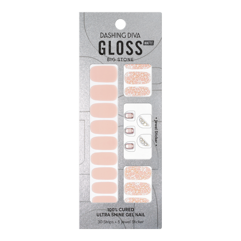 DASHING DIVA Gloss Gel Strip Big Stone Mani Pink Lace GVP322B