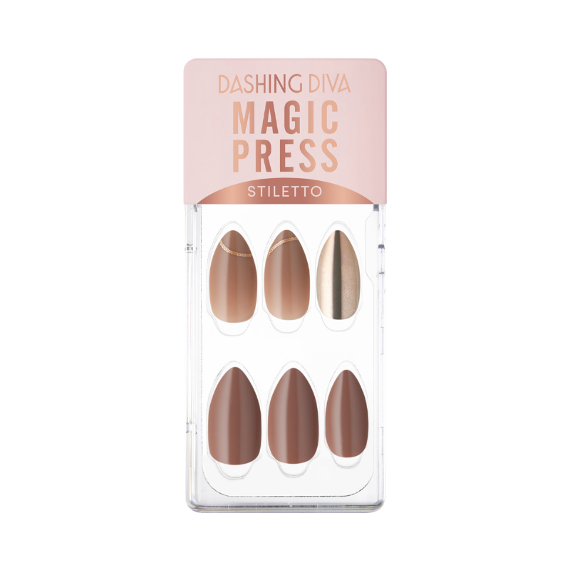 DASHING DIVA Magic Press Stiletto Autumn Mani Delicate Gold MDR1055ST