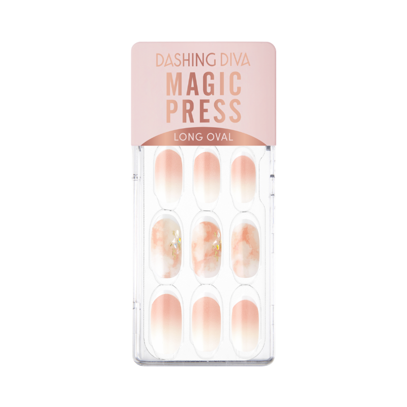 DASHING DIVA Magic Press Long Oval Autumn Mani Marble Clear Edge MDR1056OL