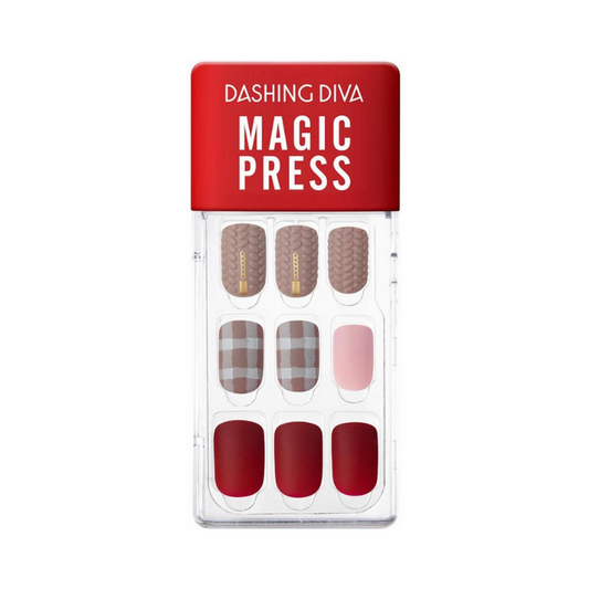 DASHING DIVA Magic Press Wonder Red Mani Herringbone Coat MDR823