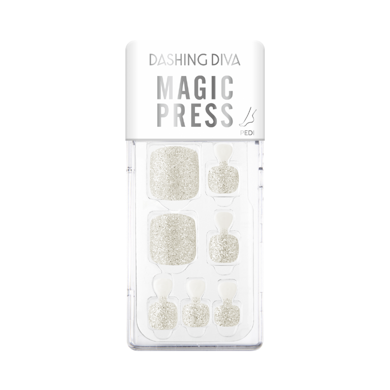 DASHING DIVA Magic Press Pedi Silver Glitter Shine MDR1021P