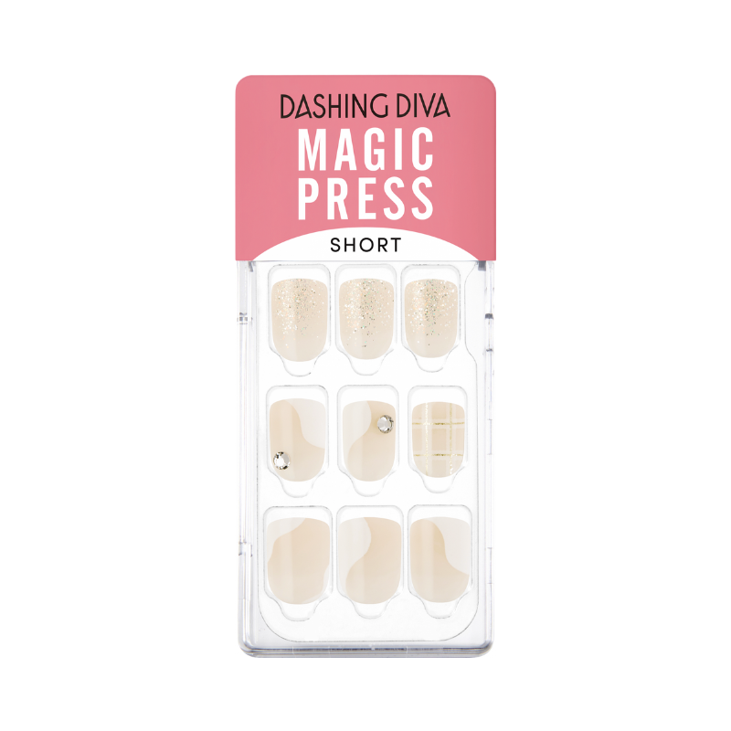 DASHING DIVA Magic Press Short Square Mani White Wave MGL095SS