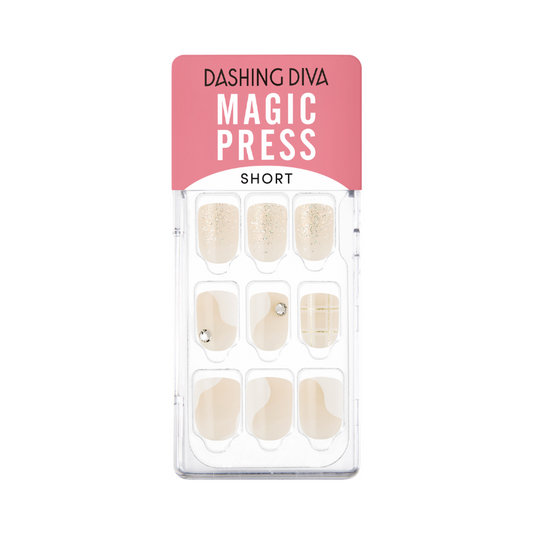 DASHING DIVA Magic Press Short Square Mani White Wave MGL095SS