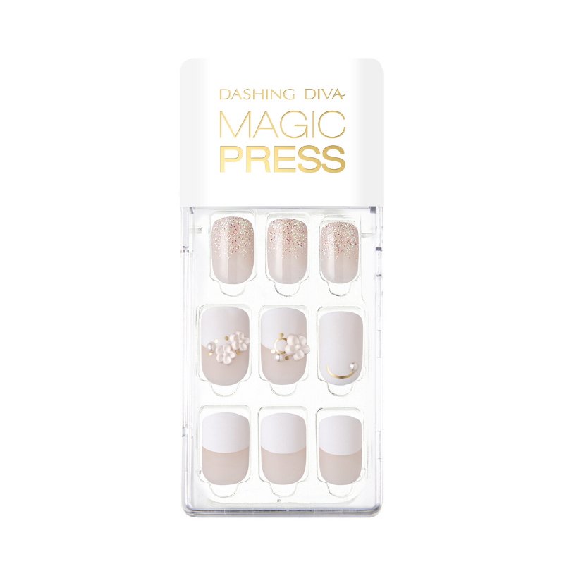 DASHING DIVA Magic Press Mani White Bouquet MDR600 (SOFT SHINE)