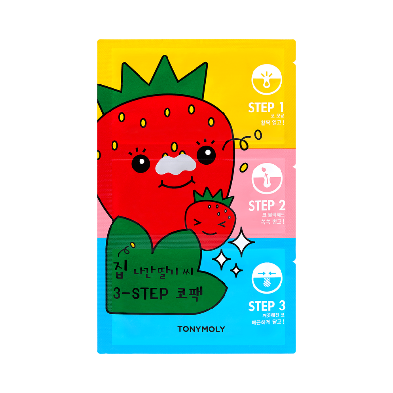 TONY MOLY Runaway Strawberry Seeds 3 -Step Nose Pack