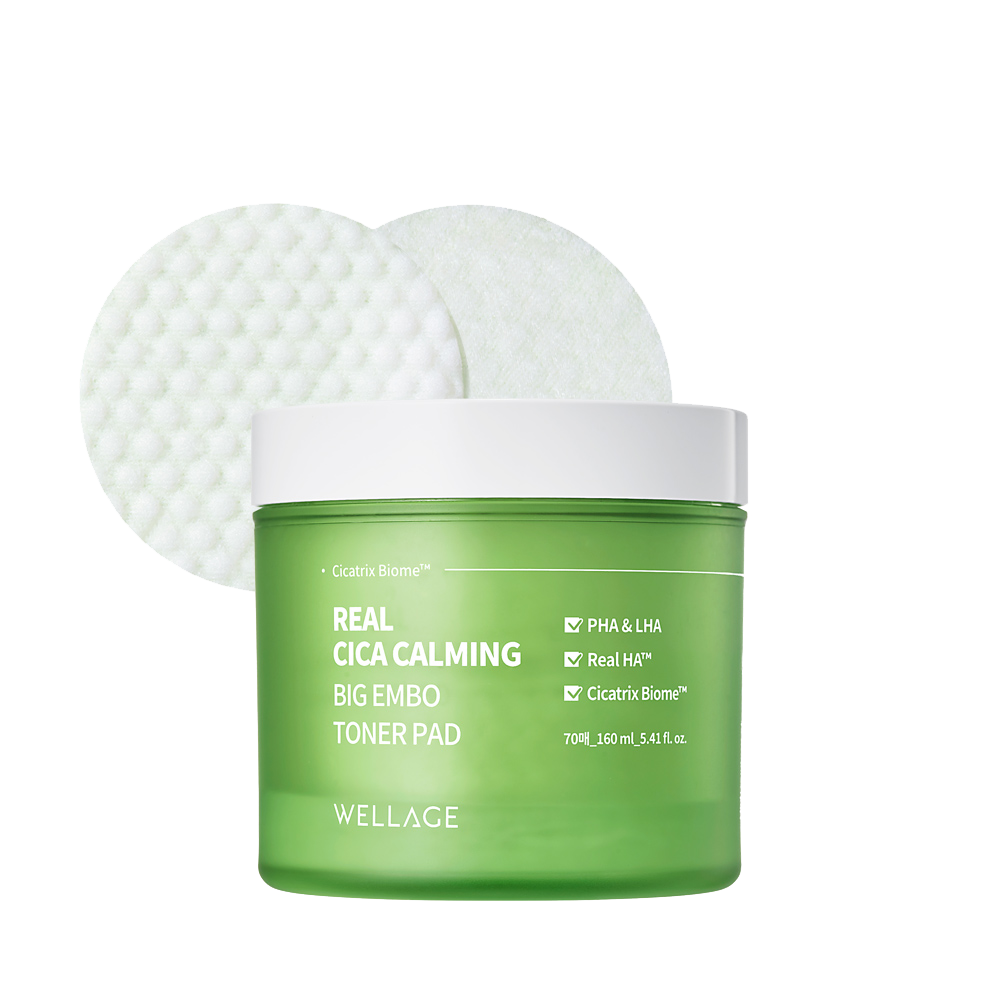 Wellage Real Cica Calming Big Embo Toner Pad 70ea/160ml